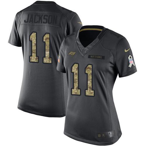 Nike Buccaneers #11 DeSean Jackson Black Women's Stitched NFL Limited 2016 Salute to Service Jersey - Click Image to Close